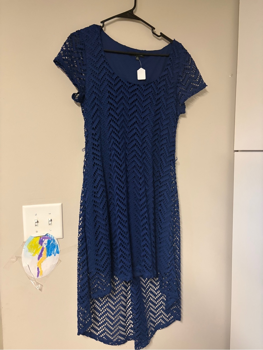 Y2K Crochet Lace High Low Sundress with Liner Ladies XL